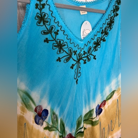 286. Ace Fashion Print Umbrella Multicolor Sleeveless Dress O/S - Picture 5 of 8